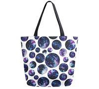 DJNGN Galaxy Polka Dot Reusable Grocery Shopping Bag Canvas Tote Bag Large Collapsible Washable Handbag Shoulder for Women