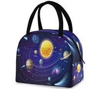 DJNGN Galaxy Solar System Planets Reusable Lunch Tote Bag with Front Pocket Insulated Thermal Cooler Container Bag for Back to School Work Picnic Travel Fishing Beach