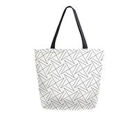 DJNGN Geometric Pattern With Stripes Canvas Tote Bag Reusable Grocery Bags Tote Carrying Bag with Handles