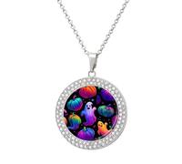 DJNGN Ghosts Pumpkins Glowing Halloween Women's Pendant Necklace Gold Silver Charm Picture Necklaces Circle Jewelry