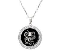 DJNGN Goat Octopuss Horns Tentacles Women's Pendant Necklace Gold Silver Charm Picture Necklaces Circle Jewelry