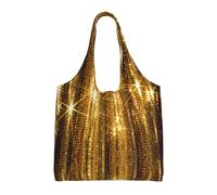 DJNGN Gold Sequin Sparkle Totes Storage - Reusable Canvas Tote Bag for Women, Perfect for Groceries, Beach, Travel, and Daily Life, Black, One Size