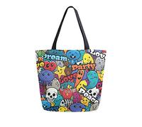 DJNGN Graffiti Characters Canvas Tote Bag Reusable Grocery Bags Tote Carrying Bag with Handles