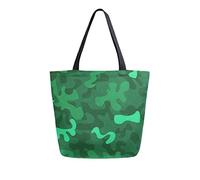DJNGN Green Camouflage Canvas Tote Bag Reusable Grocery Bags Tote Carrying Bag with Handles