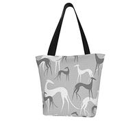 DJNGN Greyhound Dog Hound Whippet Extra Large Canvas Shoulder Tote Top Storage Handle Bag for Gym Beach Weekender Travel Reusable Grocery Shopping