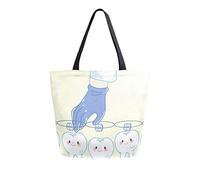 DJNGN Hand Picking Teeth Canvas Tote Bag Reusable Grocery Bags Tote Carrying Bag with Handles