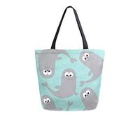 DJNGN Harp Seal Pup Canvas Tote Bag Reusable Grocery Bags Tote Carrying Bag with Handles
