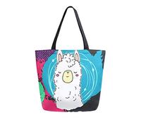 DJNGN Hello Llama Canvas Tote Bag Reusable Grocery Bags Tote Carrying Bag with Handles
