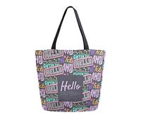 DJNGN Hello Pattern Canvas Tote Bag Reusable Grocery Bags Tote Carrying Bag with Handles