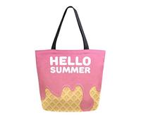 DJNGN Hello Summer Ice Cream Canvas Tote Bag Tote Carrying Bag Shoulder Bag for Shopping Travel bag Reusable Grocery Bags