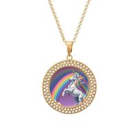 DJNGN Horse Standing in Rainbow Diamond Necklace Sparkle Pendant Necklace for Women Customizable Photo Necklace Classic Luxury Love Clavicle Neckband Fine Jewelry Anniversary Birthday Gifts