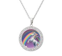 DJNGN Horse Standing in Rainbow Diamond Necklace Sparkle Pendant Necklace for Women Customizable Photo Necklace Classic Luxury Love Clavicle Neckband Fine Jewelry Anniversary Birthday Gifts