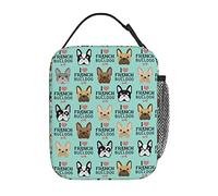 DJNGN I Love French Bulldog. Portable Lunch Box for Boys and Girls,Lunch Bag Tote Bag Soft Handbag,Thick Insulated Cooler Bag Lunchbag for Men Women Teens Work Outdoor Travel Picnic Camping