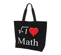DJNGN I Love Math Women'S Lightweight Canvas Handbag Reusable Shopping Bag Black