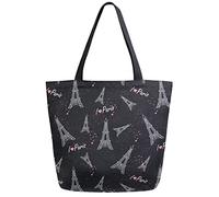DJNGN I Love Paris Eiffel Tower Reusable Grocery Shopping Bag Canvas Tote Bag Large Collapsible Washable Handbag Shoulder for Women