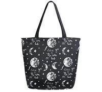 DJNGN I Love You To The Moon and Back Reusable Grocery Shopping Bag Canvas Tote Bag Large Collapsible Washable Handbag Shoulder for Women