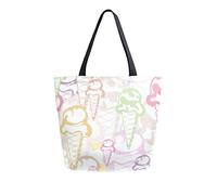 DJNGN Ice Cream Canvas Tote Bag Reusable Grocery Bags Tote Carrying Bag with Handles