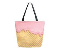 DJNGN Ice-Cream Melted Canvas Tote Bag Reusable Grocery Bags Tote Carrying Bag with Handles