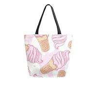 DJNGN Ice Cream Sundae Canvas Tote Bag Reusable Grocery Bags Tote Carrying Bag with Handles