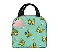 DJNGN Insulated Lunch Bag for Women Boys Girls Butterfly White Flower Portable Lunch Box with Pocket Reusable Lunch Tote Bag for Work School Picnic Travel