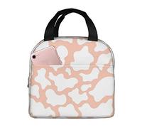 DJNGN Insulated Lunch Bag for Women Boys Girls Cow Print Portable Lunch Box with Pocket Reusable Lunch Tote Bag for Work School Picnic Travel