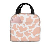 DJNGN Insulated Lunch Bag for Women Boys Girls Cow Print Portable Lunch Box with Pocket Reusable Lunch Tote Bag for Work School Picnic Travel