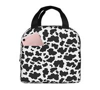 DJNGN Insulated Lunch Bag for Women Boys Girls Cow Print Portable Lunch Box with Pocket Reusable Lunch Tote Bag for Work School Picnic Travel