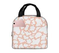 DJNGN Insulated Lunch Bag for Women Boys Girls Cow Print Portable Lunch Box with Pocket Reusable Lunch Tote Bag for Work School Picnic Travel