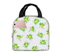 DJNGN Insulated Lunch Bag for Women Boys Girls Cute Frog Portable Lunch Box with Pocket Reusable Lunch Tote Bag for Work School Picnic Travel