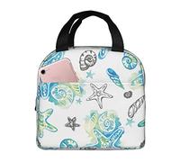 DJNGN Insulated Lunch Bag for Women Boys Girls Starfish Portable Lunch Box with Pocket Reusable Lunch Tote Bag for Work School Picnic Travel