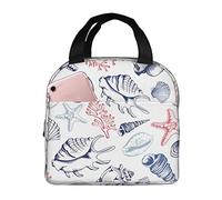 DJNGN Insulated Lunch Bag for Women Boys Girls Starfish Portable Lunch Box with Pocket Reusable Lunch Tote Bag for Work School Picnic Travel