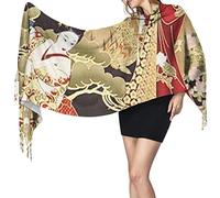 DJNGN Japanese Geisha Fabric Prints Scarf Women Cashmere Scarves Shawl Wrap Stylish Warm Soft Blanket Large