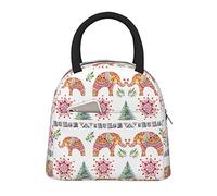 DJNGN Large Capacity Insulated Lunch Bag for Women Men Boys Girls Aztec Elephant Tribal Pattern Portable Lunch Box Reusable Lunch Tote Bag for Work School Picnic Travel