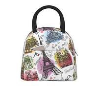 DJNGN Large Capacity Insulated Lunch Bag for Women Men Boys Girls Paris Eiffel Tower Portable Lunch Box Reusable Lunch Tote Bag for Work School Picnic Travel