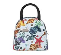 DJNGN Large Capacity Insulated Lunch Bag for Women Men Boys Girls Starfish Shell Portable Lunch Box Reusable Lunch Tote Bag for Work School Picnic Travel