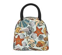 DJNGN Large Capacity Insulated Lunch Bag for Women Men Boys Girls Starfish Shell Portable Lunch Box Reusable Lunch Tote Bag for Work School Picnic Travel