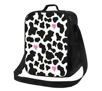 DJNGN Large Cow Print Lunch Bag for Women Men Water Resistant Insulated Lunch Bag with Adjustable Shoulder Strap Reusable Portable Lunchbox Tote Bag for Office Work School Travel