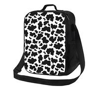 DJNGN Large Cow Print Lunch Bag for Women Men Water Resistant Insulated Lunch Bag with Adjustable Shoulder Strap Reusable Portable Lunchbox Tote Bag for Office Work School Travel