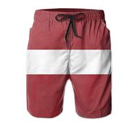 DJNGN Latvia Flag Men's Swim Trunks Water Beach Shorts with Pockets