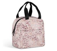 DJNGN Leopard Skin Rose Gold Lunch Bag for Women Men, Insulated Meal Bag, Lunch Tote Bag for Work Outdoor