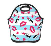 DJNGN Lipstick Lips Lunch Bag Neoprene Insulated Cooler Lunch Tote Waterproof and Durable with Zipper for Kids Picnic Travel Lunch Bag