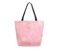 DJNGN Little Strawberry Canvas Tote Bag Reusable Grocery Bags Tote Carrying Bag with Handles