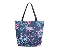 DJNGN Love Flower Pattern Canvas Tote Bag Reusable Grocery Bags Tote Carrying Bag with Handles