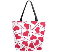 DJNGN Love Heart Arrow Reusable Grocery Shopping Bag Canvas Tote Bag Large Collapsible Washable Handbag Shoulder for Women