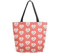 DJNGN Love You Heart Polka Dot Reusable Grocery Shopping Bag Canvas Tote Bag Large Collapsible Washable Handbag Shoulder for Women