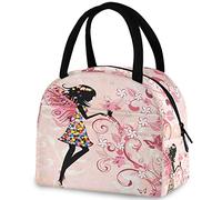 DJNGN Magic Beautiful Butterfly Flower Fairy Reusable Lunch Tote Bag Insulated Thermal Cooler Container Bag for Back to School Work Picnic Travel Fishing Beach