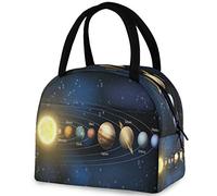 DJNGN Magic Solar System Planets Reusable Lunch Tote Bag with Front Pocket Zipper Closure Insulated Thermal Cooler Container Bag for Work Picnic Travel Beach Fishing