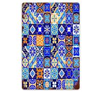 DJNGN Metal Signs Ceramic Pottery Mexican Talavera Tiles Pattern Abstract Culture Blue Mexico Geo Floral Tin Sign Wall Iron Painting Art Wall Decor Retro Plaques Poster Hanging painting 8x12in