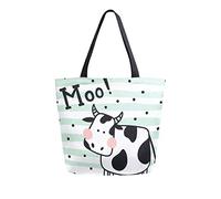 DJNGN Moo Cow Canvas Tote Bag Reusable Grocery Bags Tote Carrying Bag with Handles