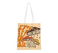 DJNGN Mushroom Let's Take a Trip Casual Shoulder Bag Handbag Reusable Shopping Travel Grocery Bag Tote Gifts For Women